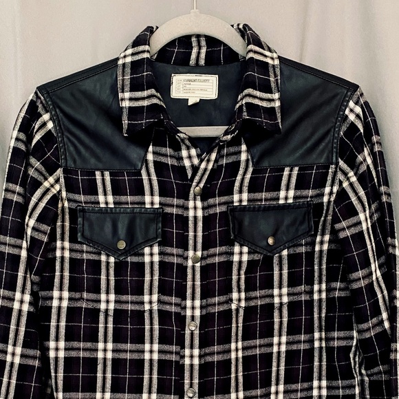 modern flannel 100% cotton genuine leather size S - Picture 1 of 7